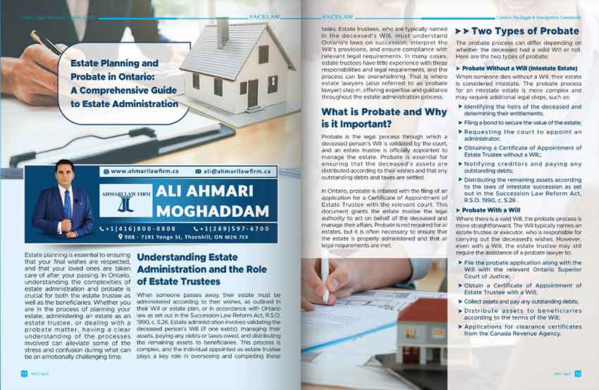 Estate Planning and Probate in Ontario: A Comprehensive Guide to Estate Administration Estate Planning and Probate in Ontario: A Comprehensive Guide to Estate Administration